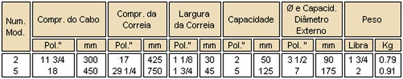 Informações chave de correia Ridgid